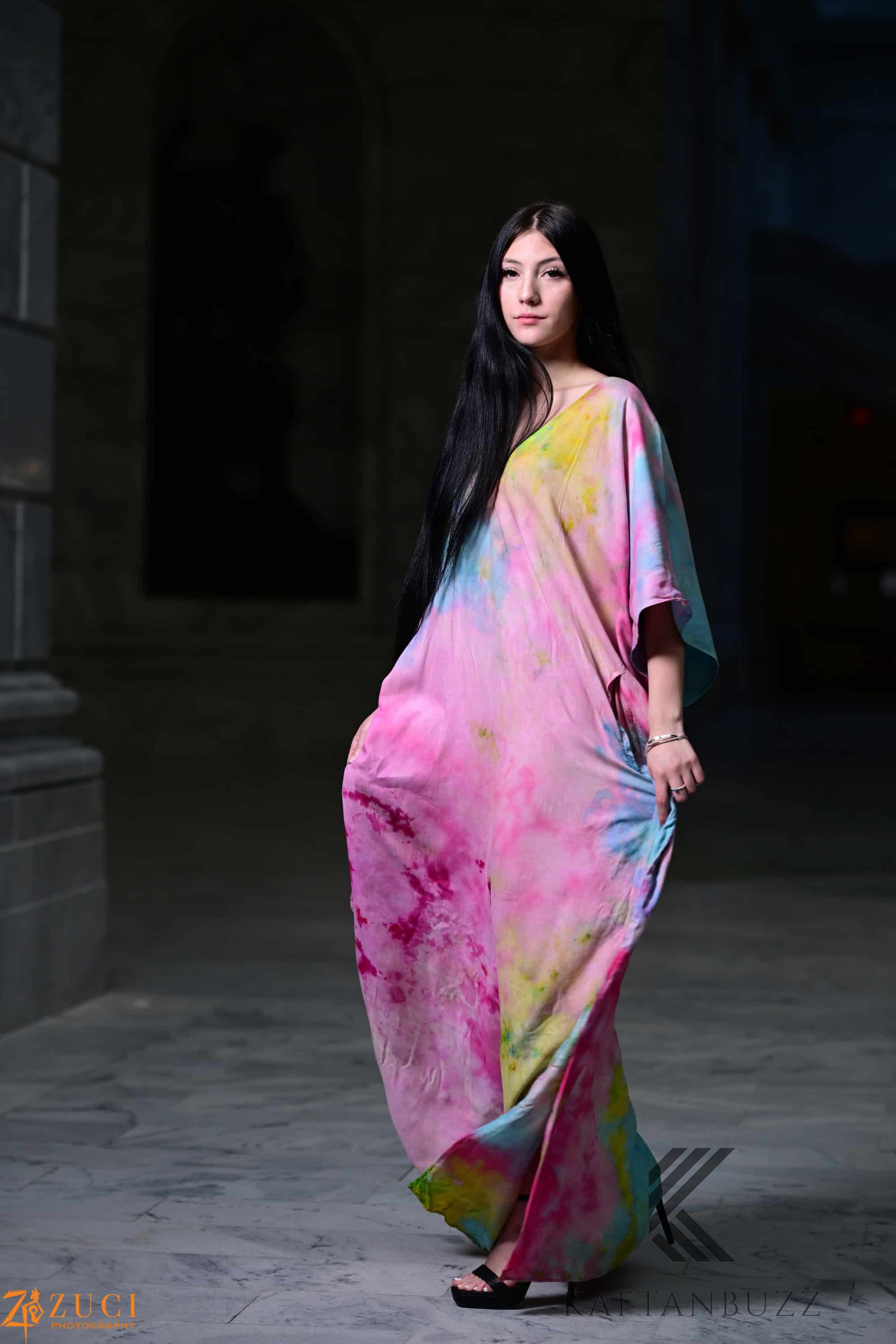 Dreamy Watercolor Kaftan – Light & Soft, Fairytale-Inspired Colors, Elegant Beachwear & Lounge Wear