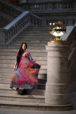 Load image into Gallery viewer, Abstract Watercolor Tie Dye wearable art : Fuchsia &amp; Sapphire Hand-Dyed Soft caftan Dress
