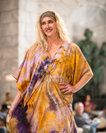 Load image into Gallery viewer, Knotted purple kaftan, Plus Size Clothing, Tie Dye Caftan for Women
