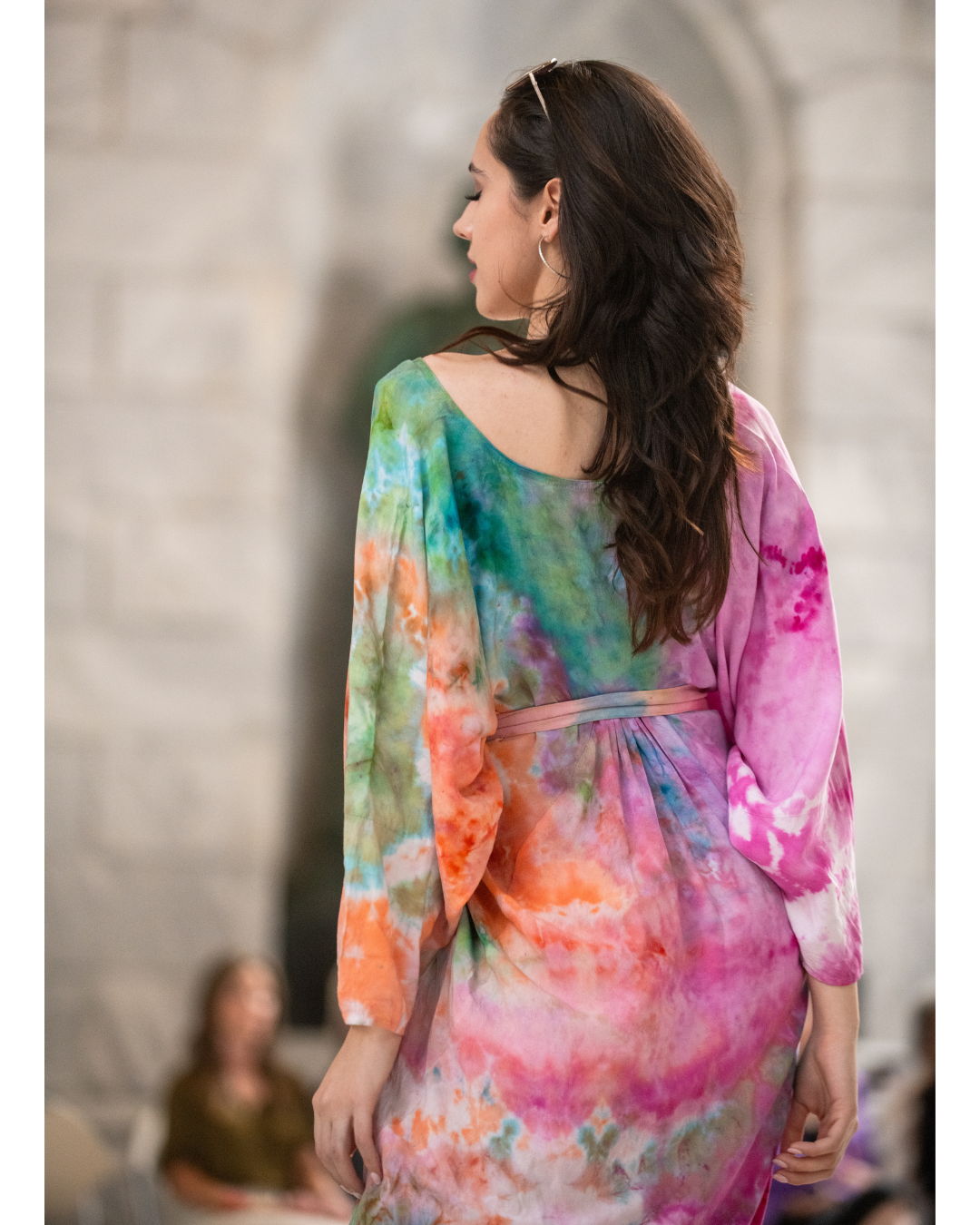 Hand-Dyed Rainbow Kaftan with Sleeves