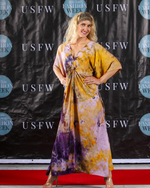 Load image into Gallery viewer, Knotted purple kaftan, Plus Size Clothing, Tie Dye Caftan for Women
