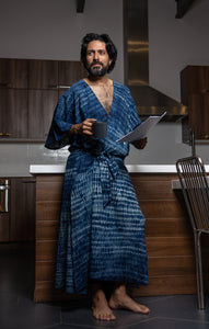 Indigo robes For Men, bathrobes for men, blue robe