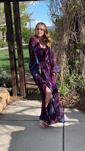 Tie dye kaftan kimono with pockets great summer caftan for loungewear perfect beach cover up