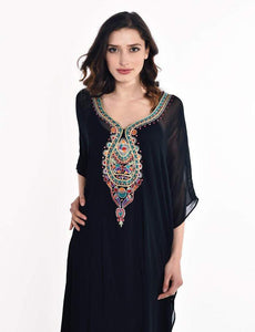 Black Plus Size Kaftan, Embroidered White Dress, Kaftan For Women, Long Black Kaftan For Women