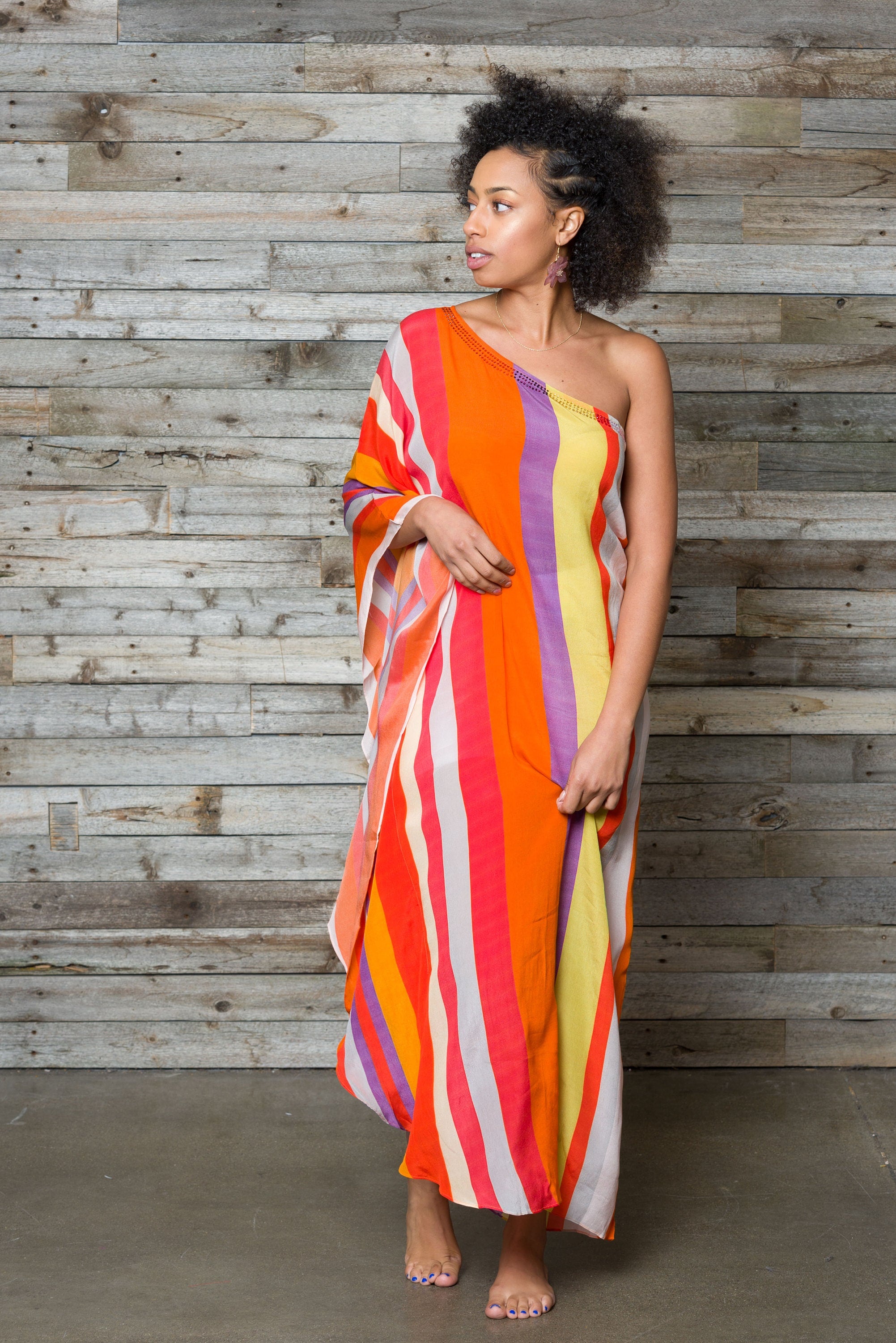 One Shoulder Dress, Silk Maxi Kaftan Dress, Maroccan Kaftan For Women, Plus Size Silk Kaftan