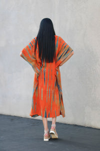 Tie Dyed Kaftan Dress, Plus Size Caftan, Orange Tie Dyed Kaftan Dress, Loose Maternity Dress