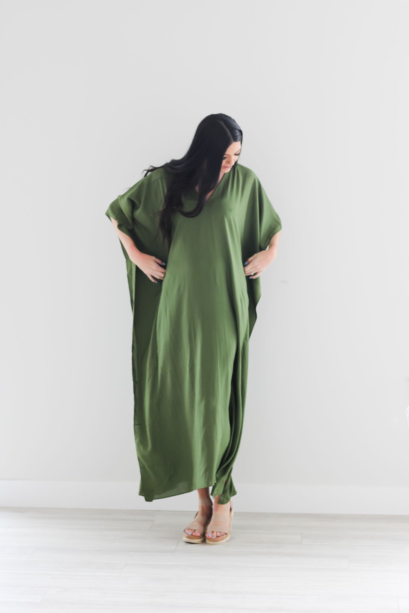 Olive Green Kaftan Dress, Plus Size Caftan Dress, Black Maxi Dress, Plus Size Cotton Kaftan