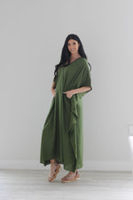 Load image into Gallery viewer, Olive Green Kaftan Dress, Plus Size Caftan Dress, Black Maxi Dress, Plus Size Cotton Kaftan
