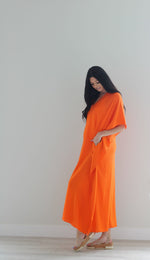 Load image into Gallery viewer, Orange Kaftan Dress, Plus Size Caftan Dress, Kaftan for Women, Maternity Dress
