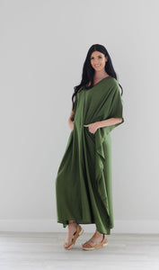 Olive Green Kaftan Dress, Plus Size Caftan Dress, Black Maxi Dress, Plus Size Cotton Kaftan